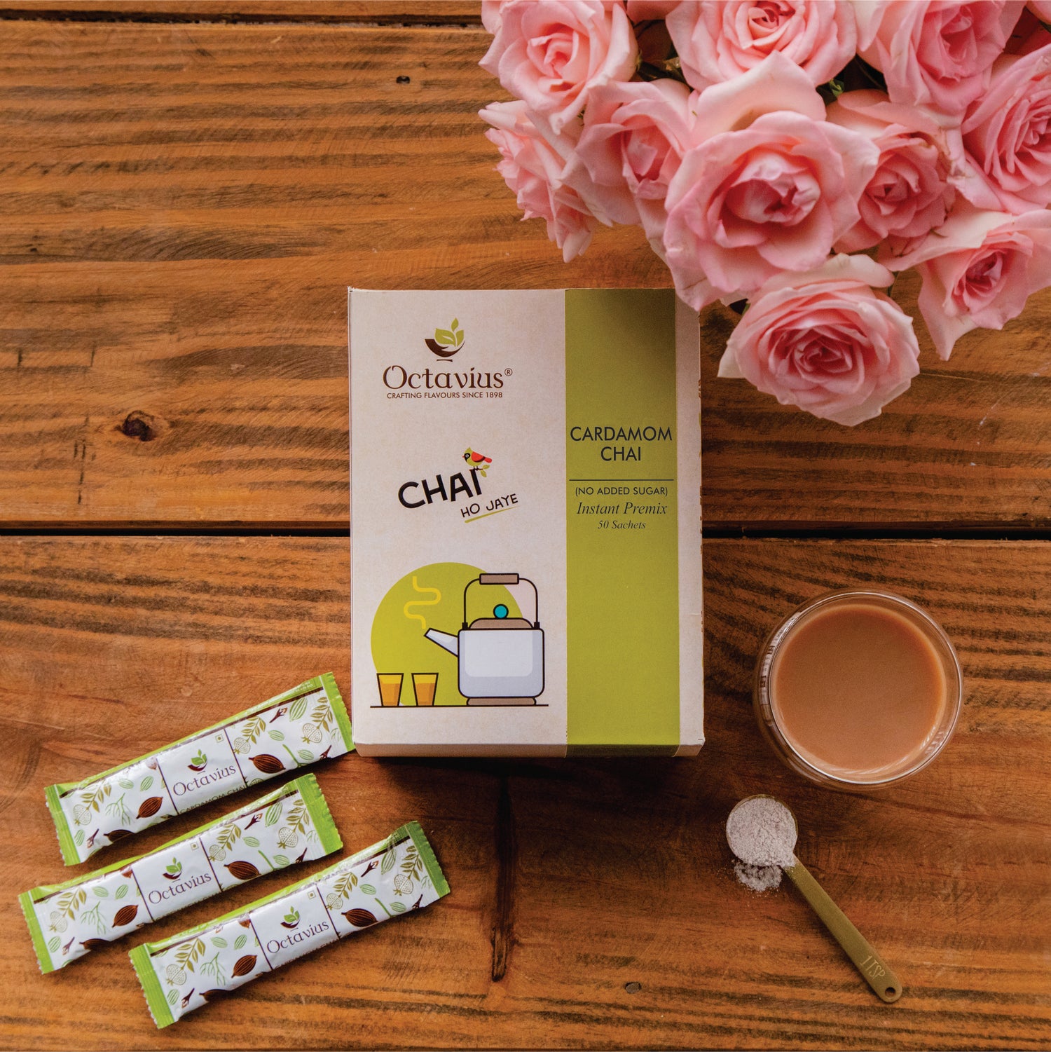 Cardamom Chai Instant Premix- 50 Sachets ( No added Sugar )