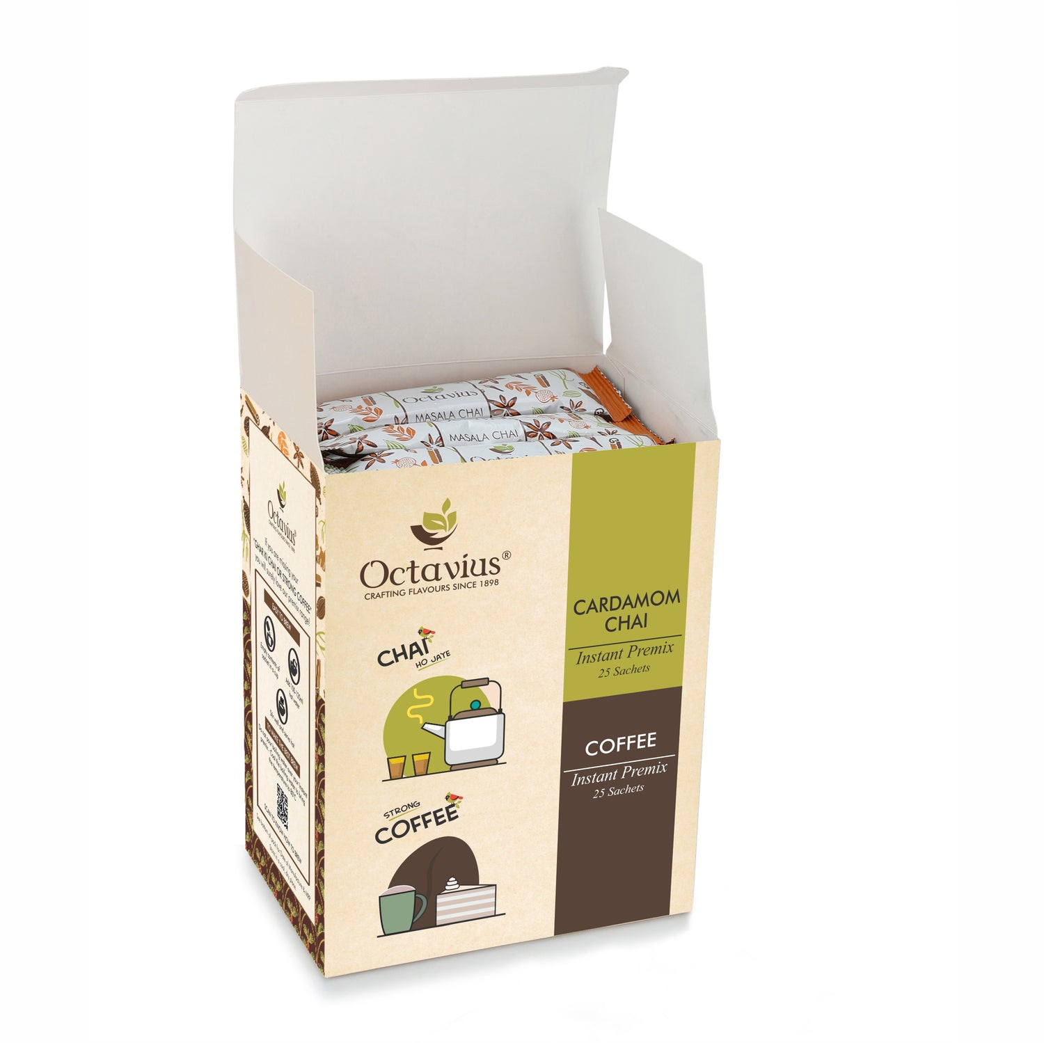 2 in 1 Instant Premix - Cardamom Chai and Coffee 50 Sachets