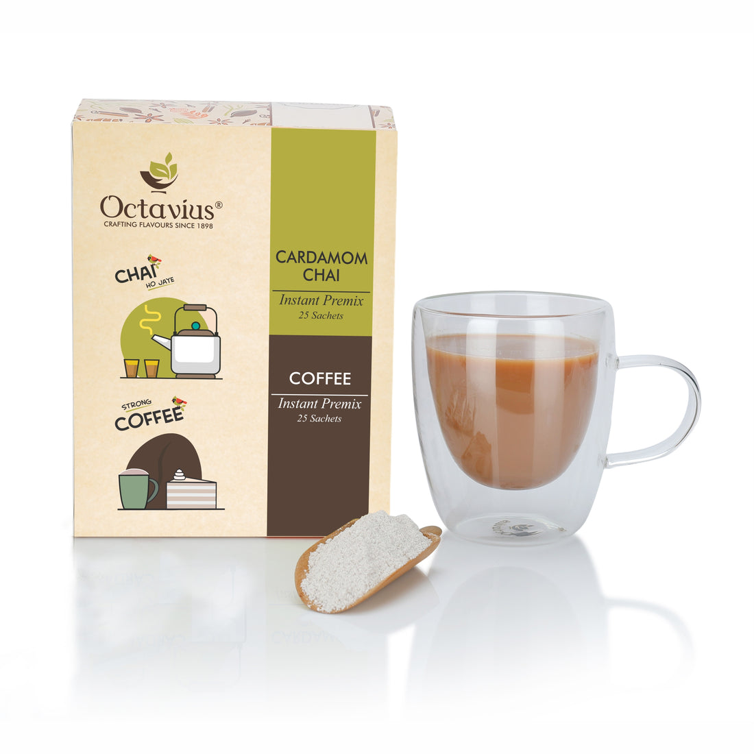 2 in 1 Instant Premix - Cardamom Chai and Coffee 50 Sachets