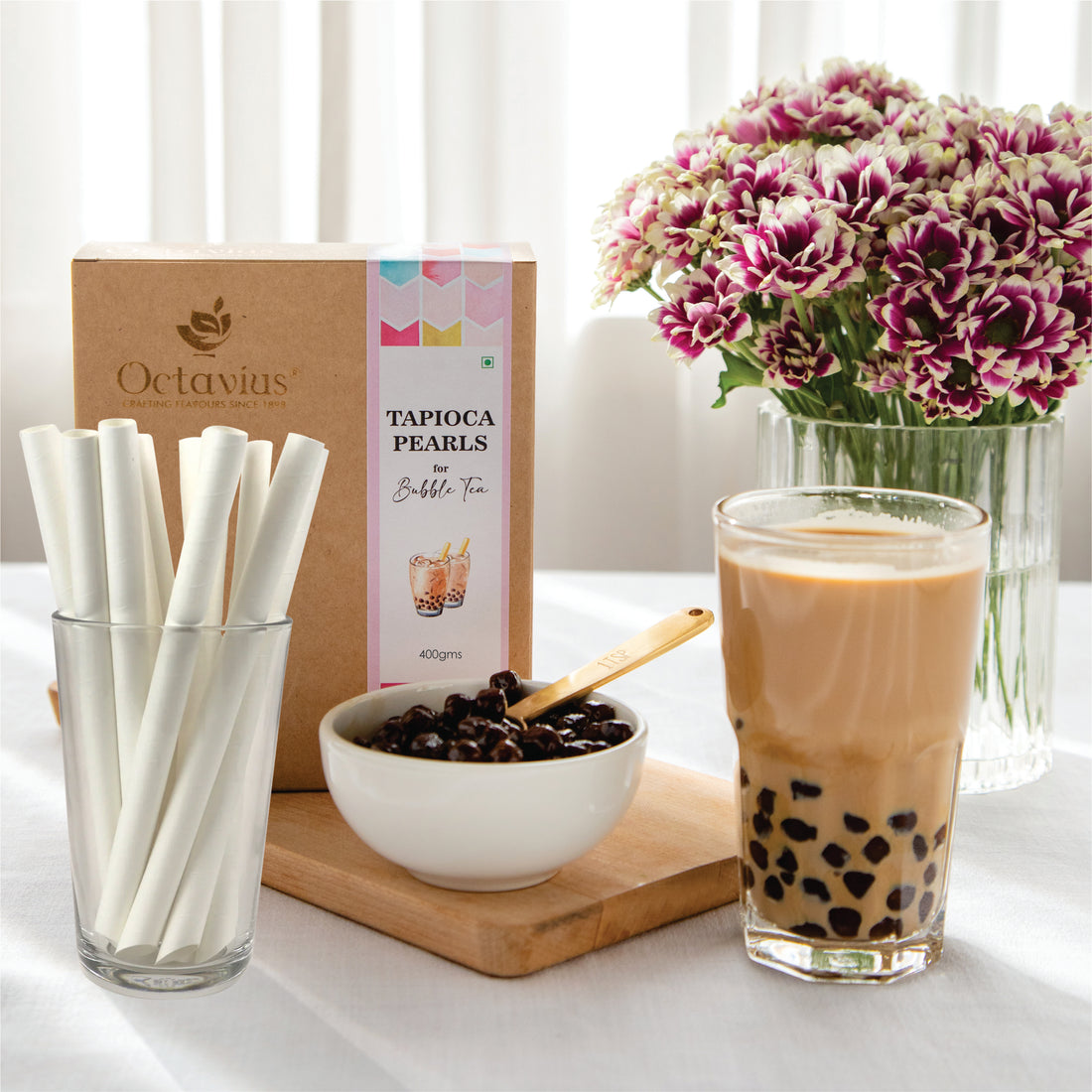 Bubble Tea Tapioca Pearls - 400g with 10 thick straws