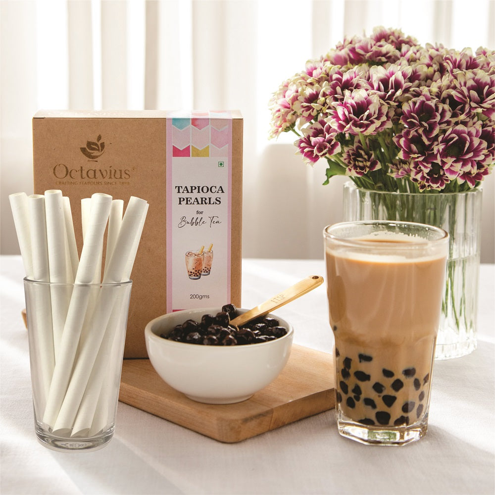 Bubble Tea Tapioca Pearls With Masala Chai Premix &amp; 10 Straw