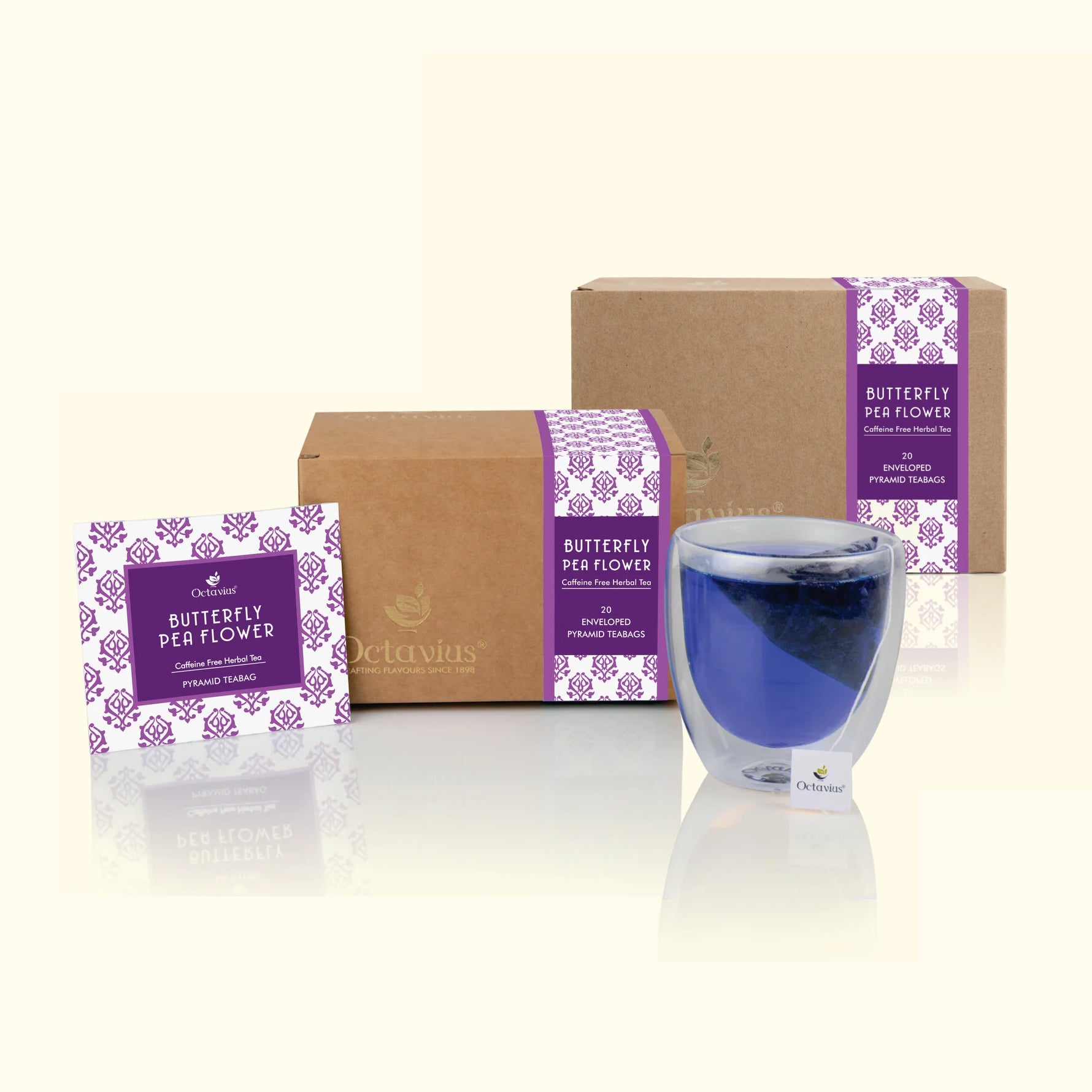 Butterfly  Blue Pea Flower  Tea - 20 Enveloped Pyramid Teabags (pack of 2)