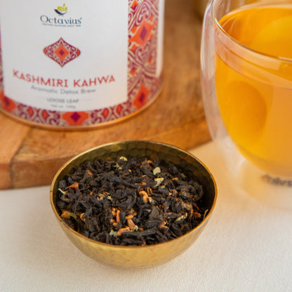 Kashmiri Kahwa Green Tea Loose Leaf in Tin Caddy   - 100 Gms