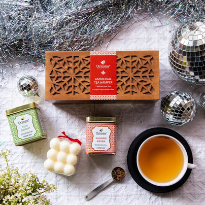 Ambrosial Tea Hamper (2 Wellness Teas &amp; Organic Bubble candle)