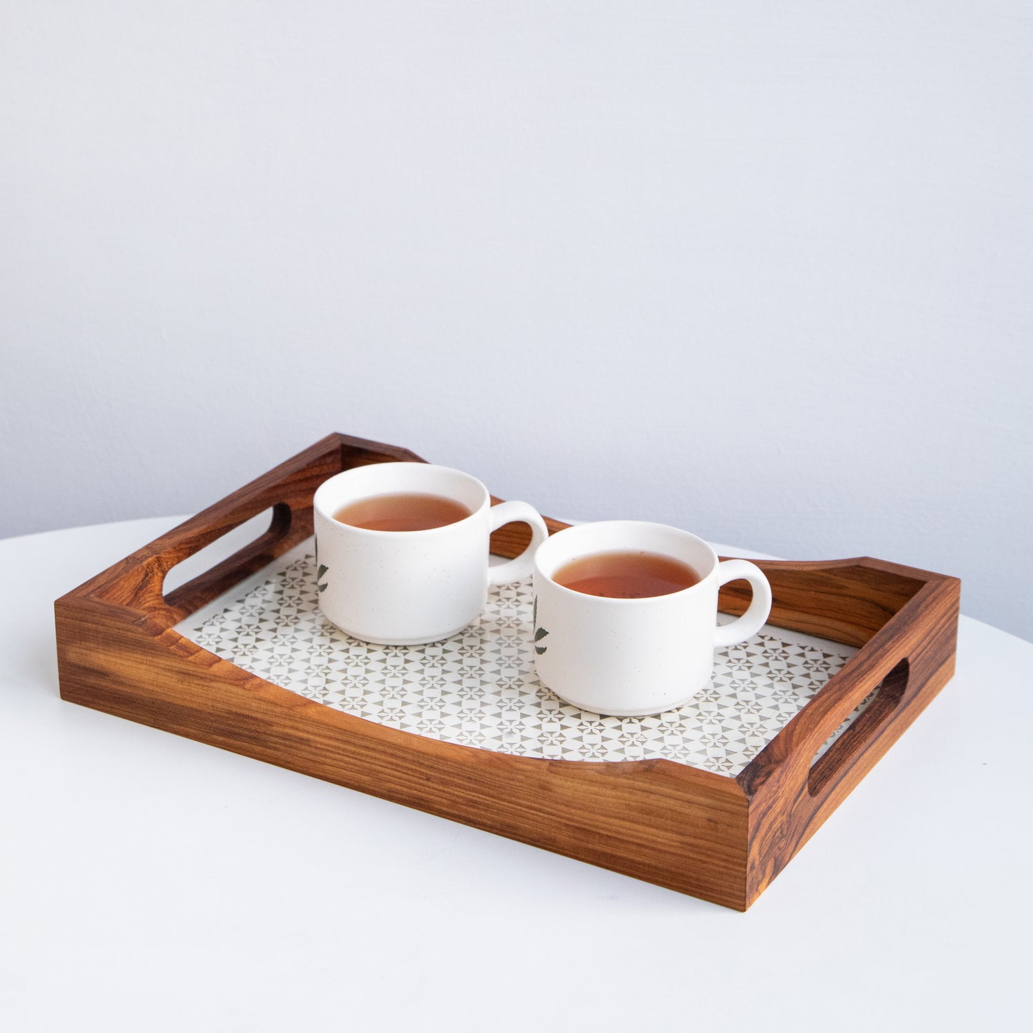 Wooden Tray With Glass Bottom Set of two