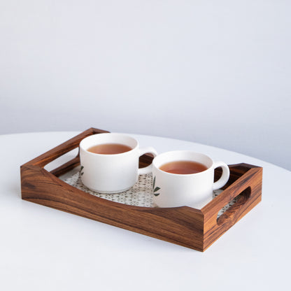 Wooden Tray With Glass Bottom Set of two