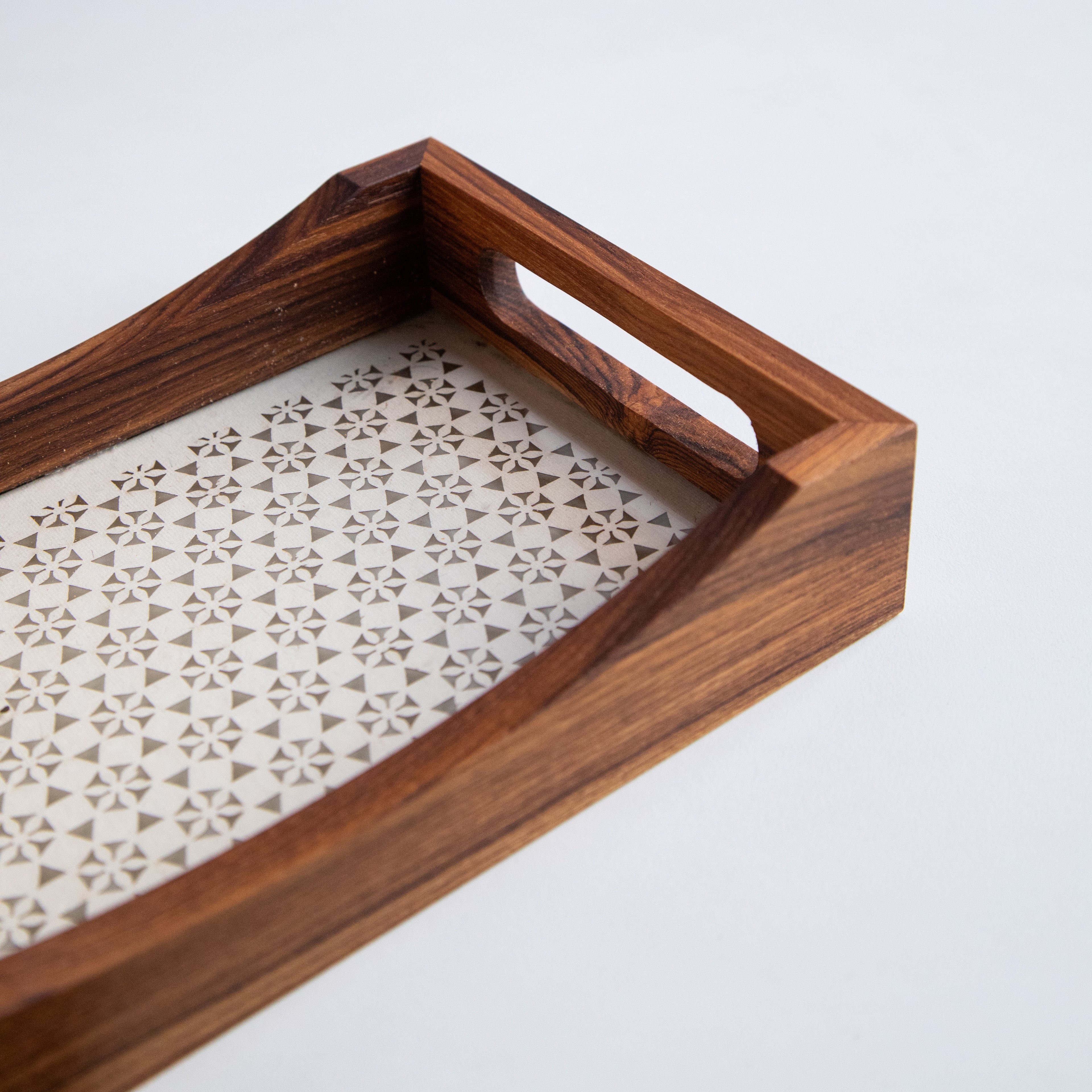 Wooden Tray With Glass Bottom Set of two