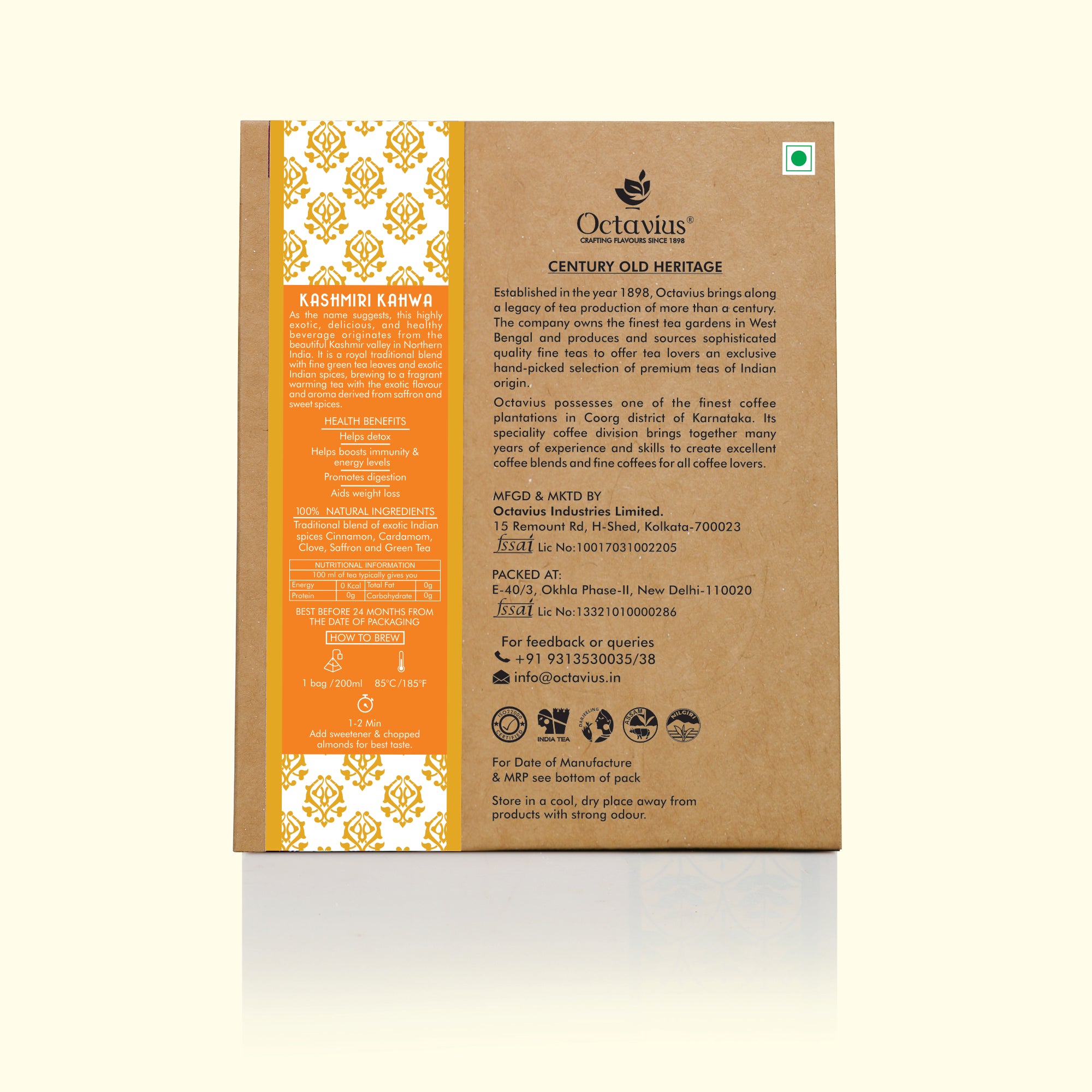 Kashmiri Kahwa - 40  Enveloped Pyramid Tea Bags