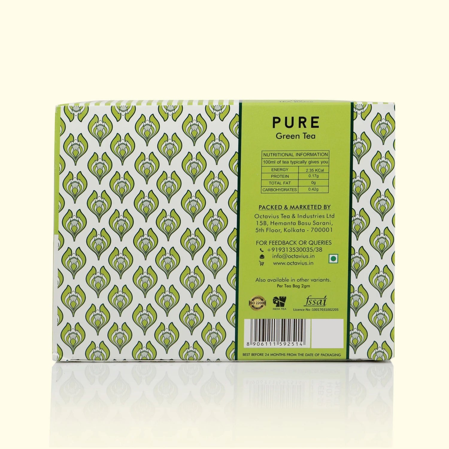 Pure Green Tea - 100 Unenveloped  Teabags (2gm Each)