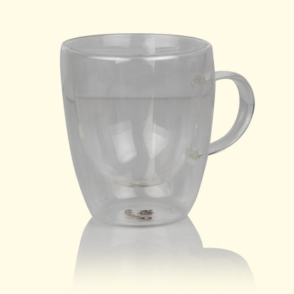 Borosilicate Glass Double Walled Cup with Handle - 250 ML