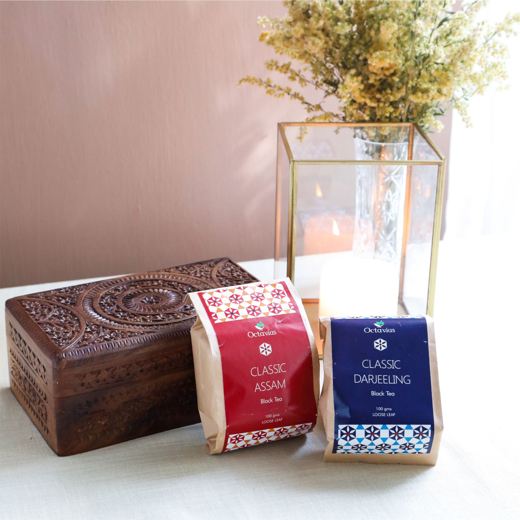 Indian Tea Collection - Premium Black Whole Leaf Teas In Handcrafted Sheesham Wood Box