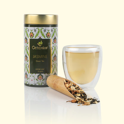 Jasmine Green Tea Loose Leaf - 75 Gms Tin Can