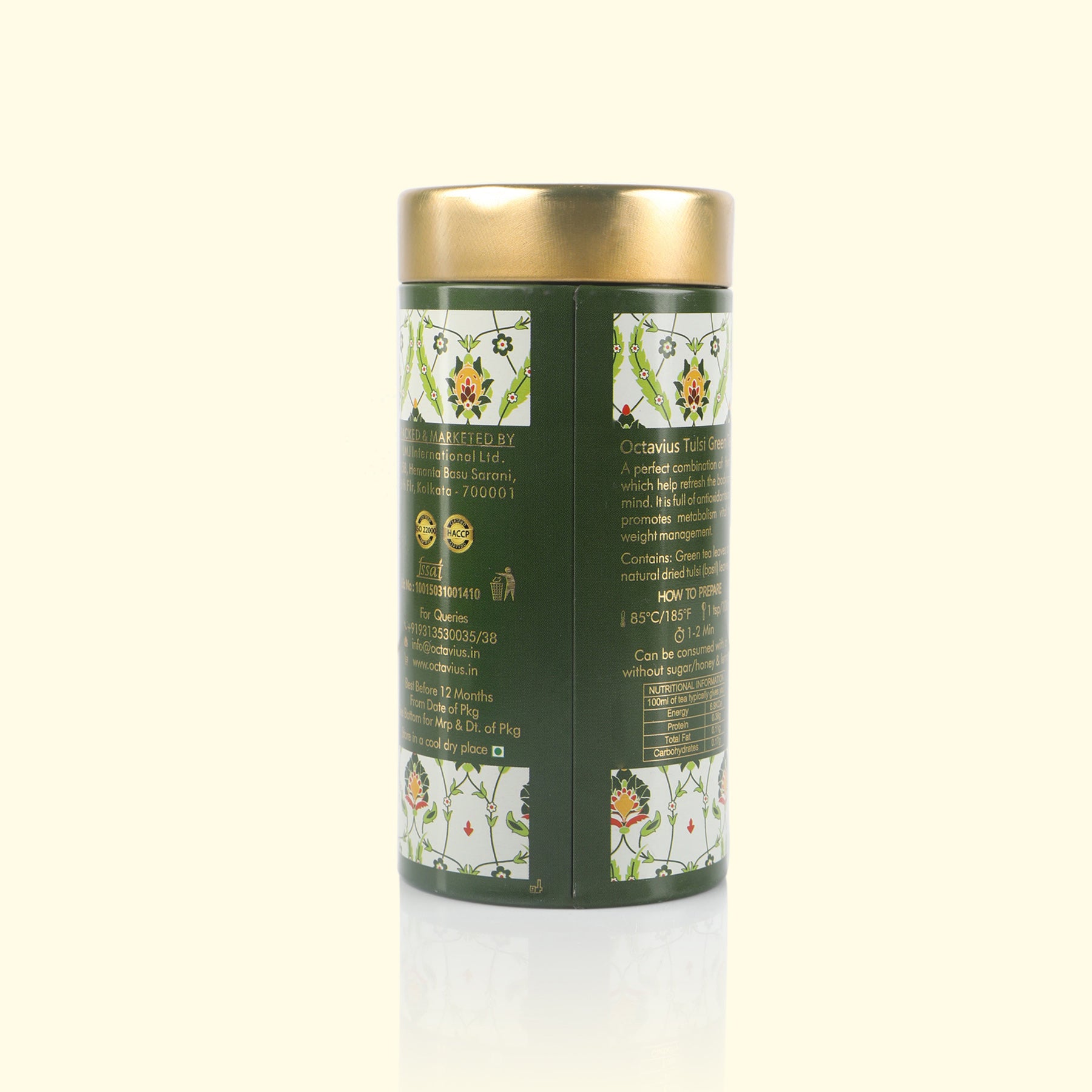 Moringa, Tulsi, Mint Green Tea Loose Leaf - 75 Gms Tin Can