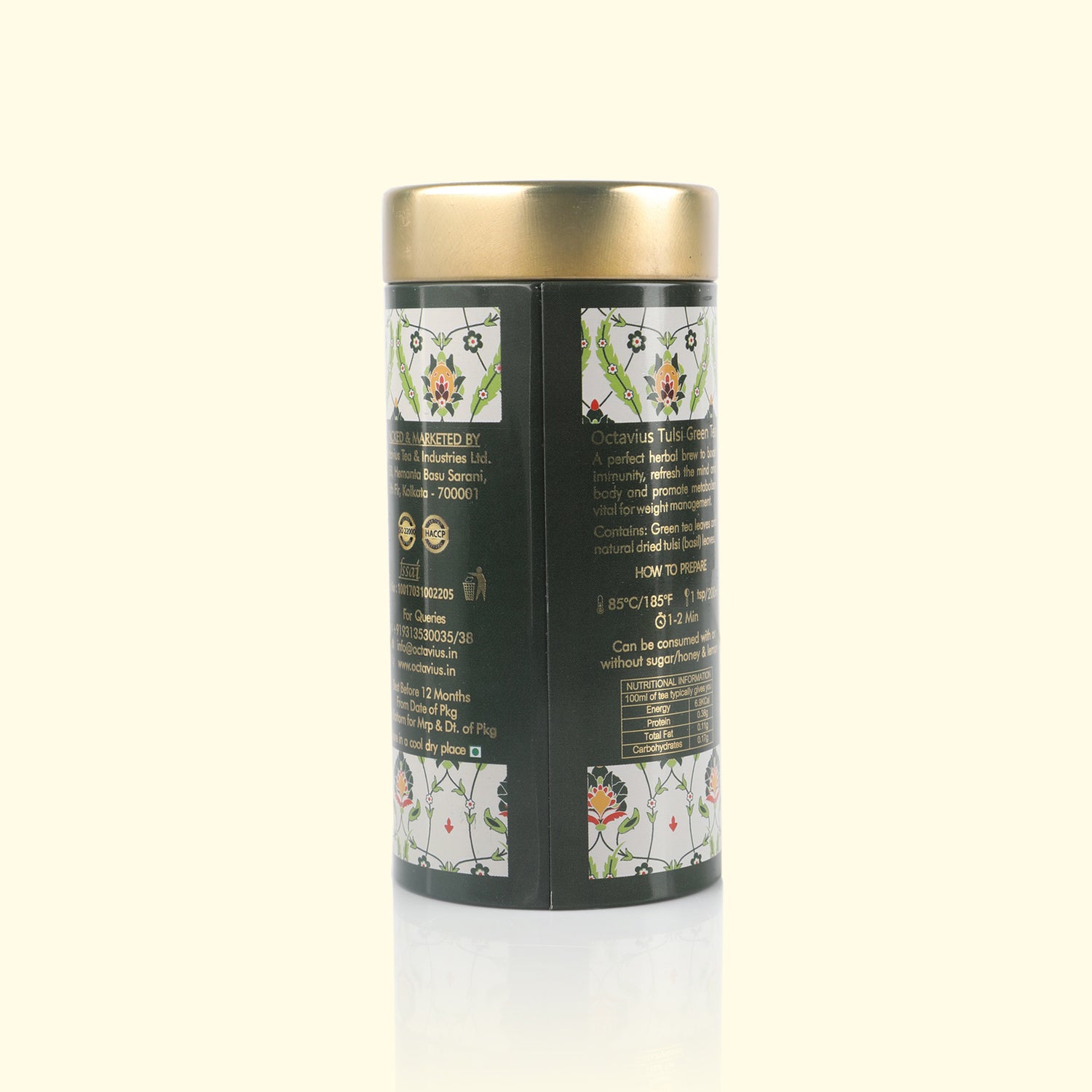 Tulsi Ginger Green Tea Loose Leaf - 75 Gms Tin Can