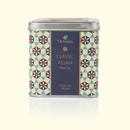 Classic Assam Black Tea Loose Leaf - 100 Gms Square Tin