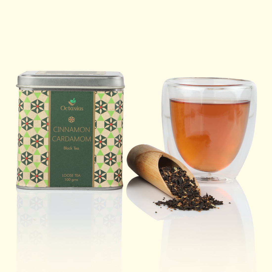 Cinnamon &amp; Cardamom Black Tea Loose Leaf - 100 Gms Square tin