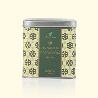 Cinnamon &amp; Cardamom Black Tea Loose Leaf - 100 Gms Square tin