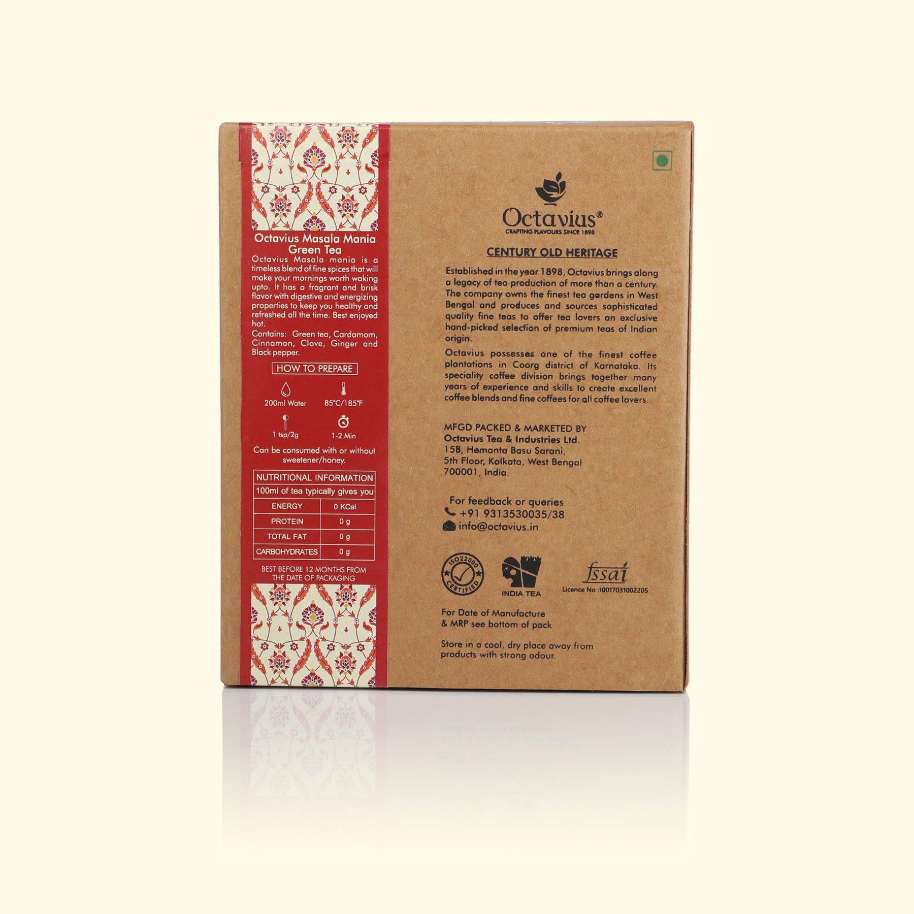 Masala Mania Green Tea Loose Leaf in Kraft Box - 100 Gms