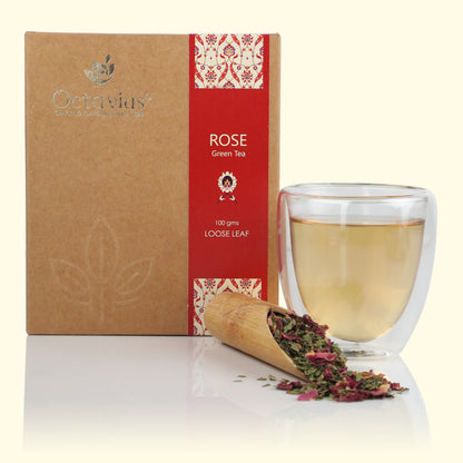 Rose Green Tea Loose Leaf in Kraft Box - 100 Gms