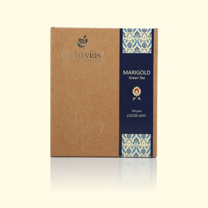 Marigold and Lemon Grass Green Tea Loose Leaf in Kraft Box - 100Gms