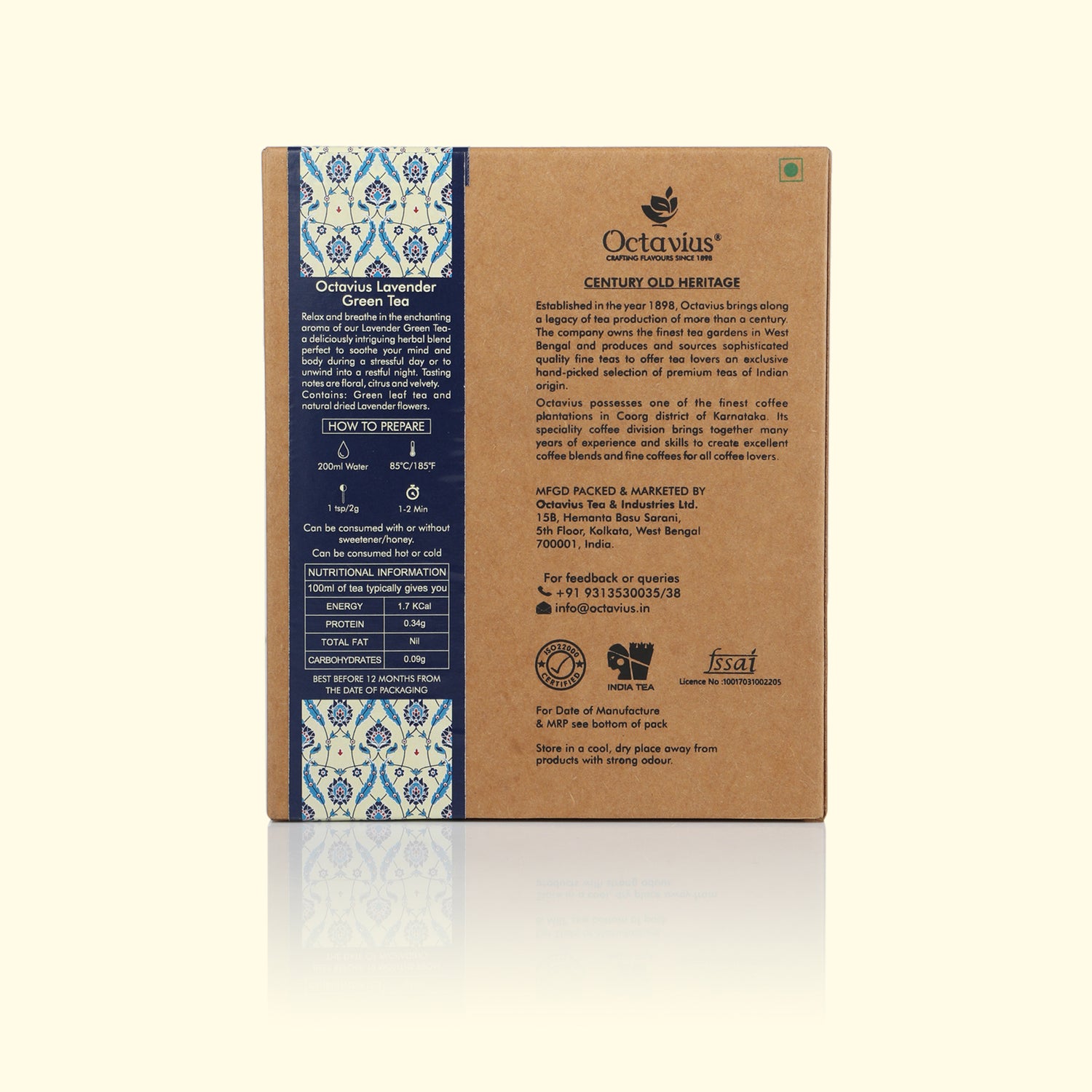 Lavender Green Tea - Loose Leaf in Kraft Box - 100 Gms