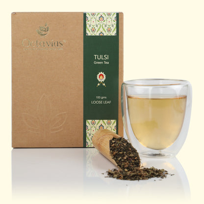 Tulsi Green Tea Loose Leaf in Kraft Box - 100 Gms