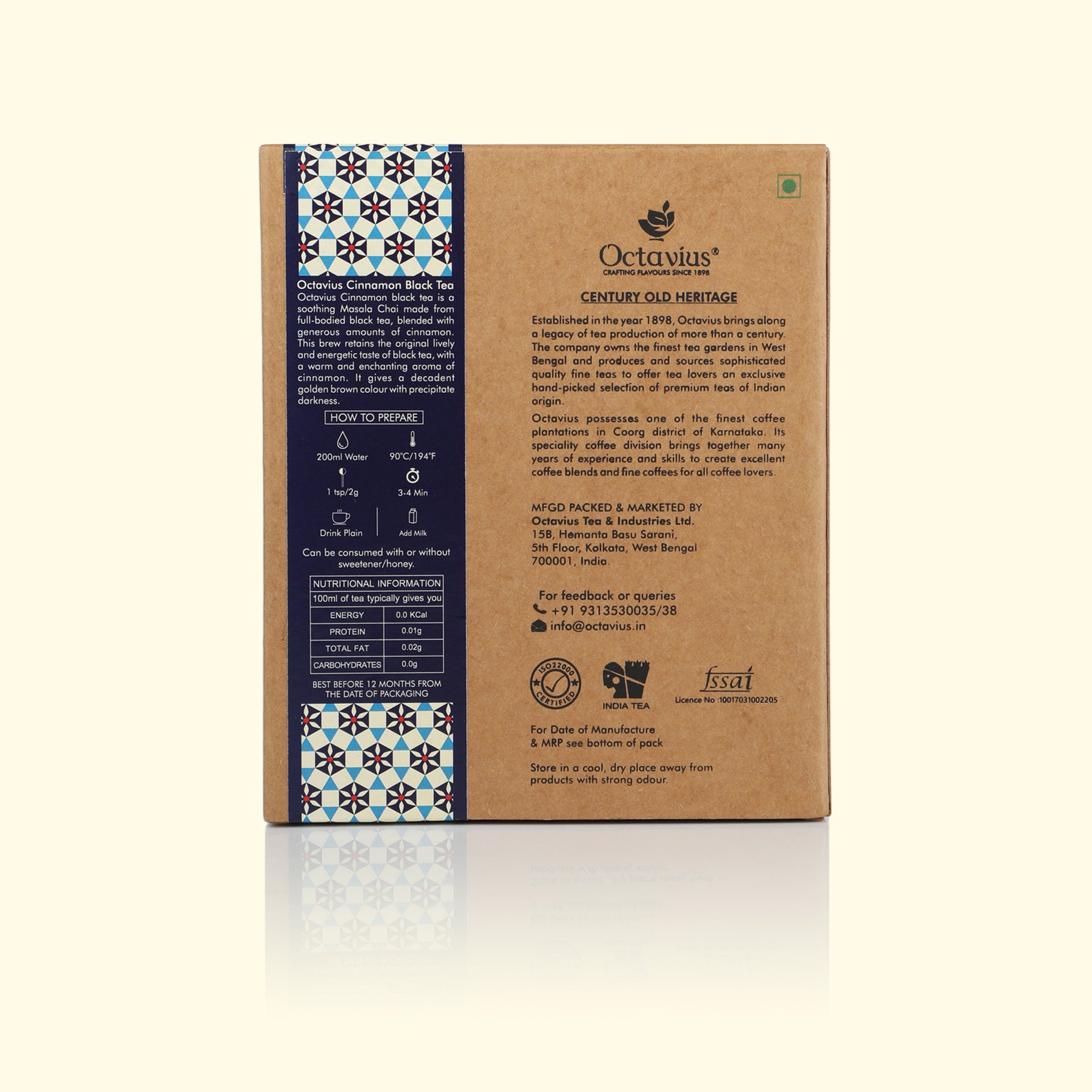 Cinnamon Black Tea Loose Leaf in Kraft Box - 100 Gms