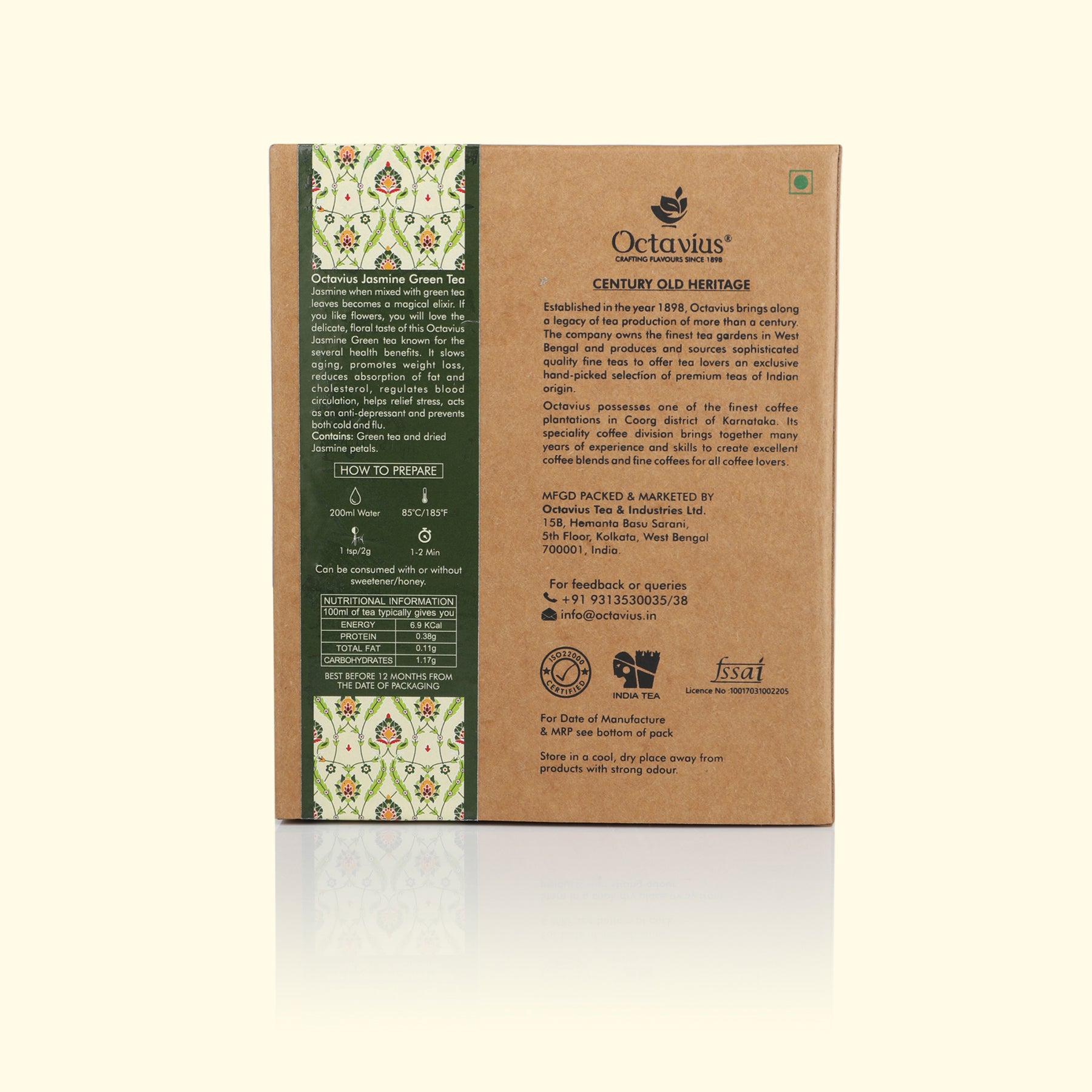 Jasmine Green Tea Loose Leaf in Kraft box - 100 Gms