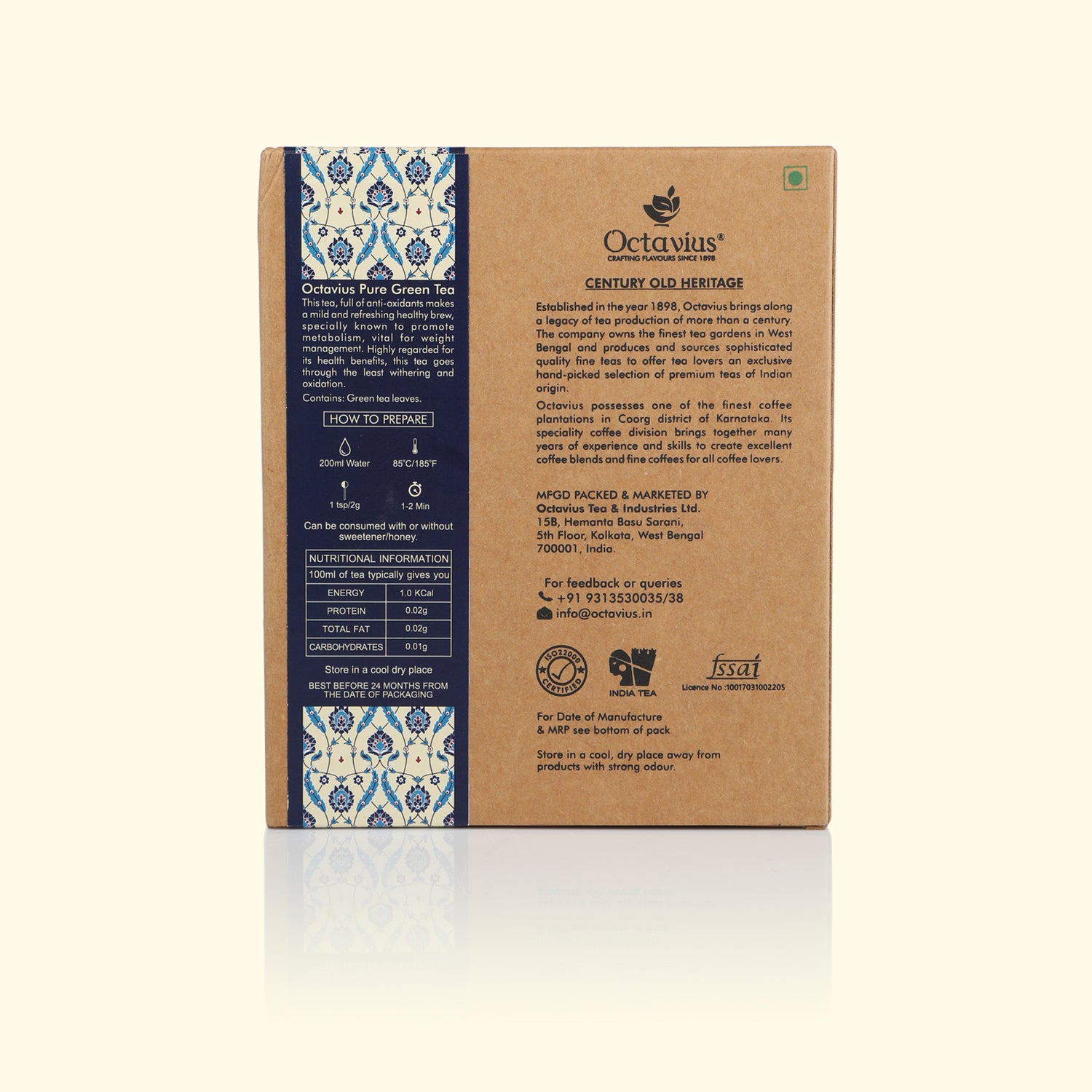 Pure Green Tea Loose Leaf in Kraft Box - 100 Gms