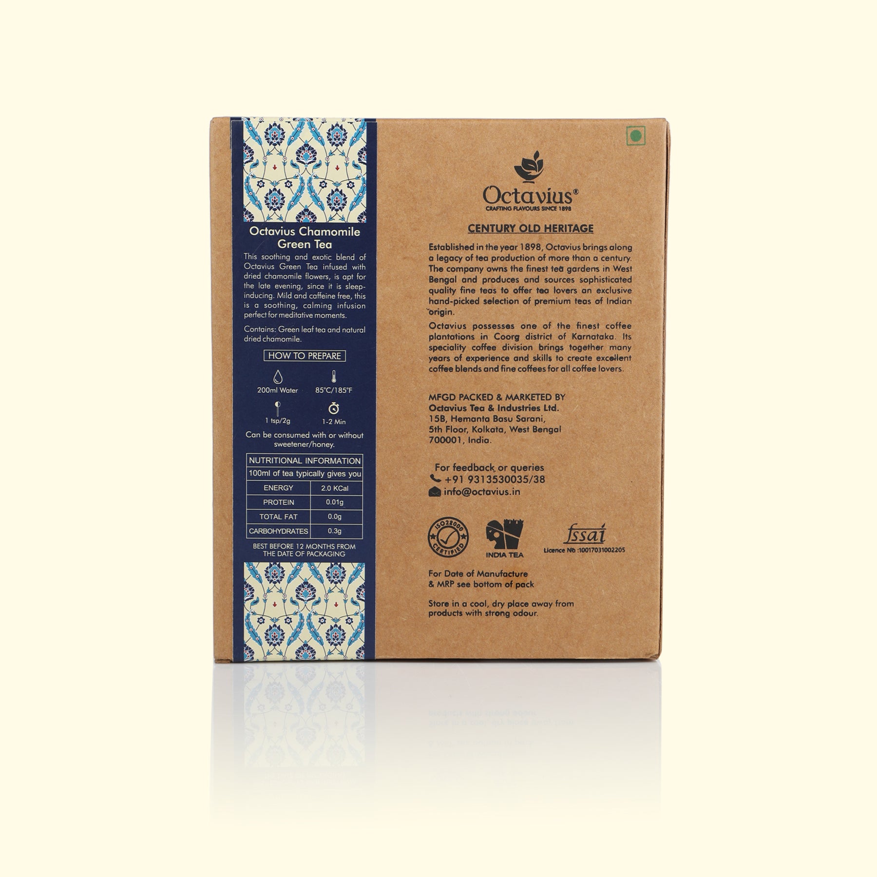 Chamomile Green Tea Loose Leaf in Kraft Box - 100 Gms