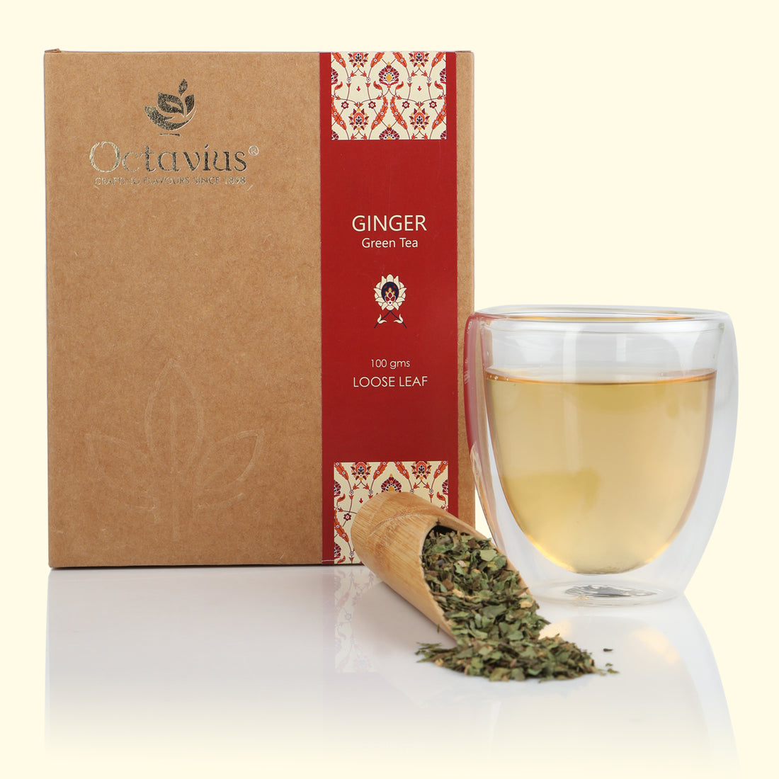 Ginger Green Tea Loose Leaf in Kraft Box - 100 Gms