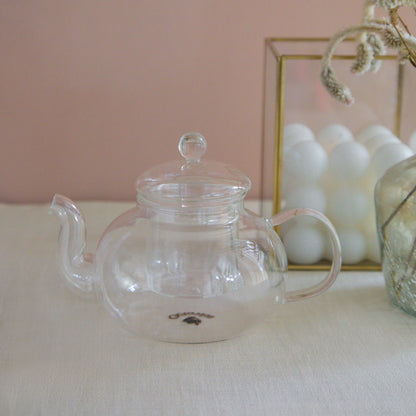 Round Borosilicate Glass Teapot With Glass Infuser