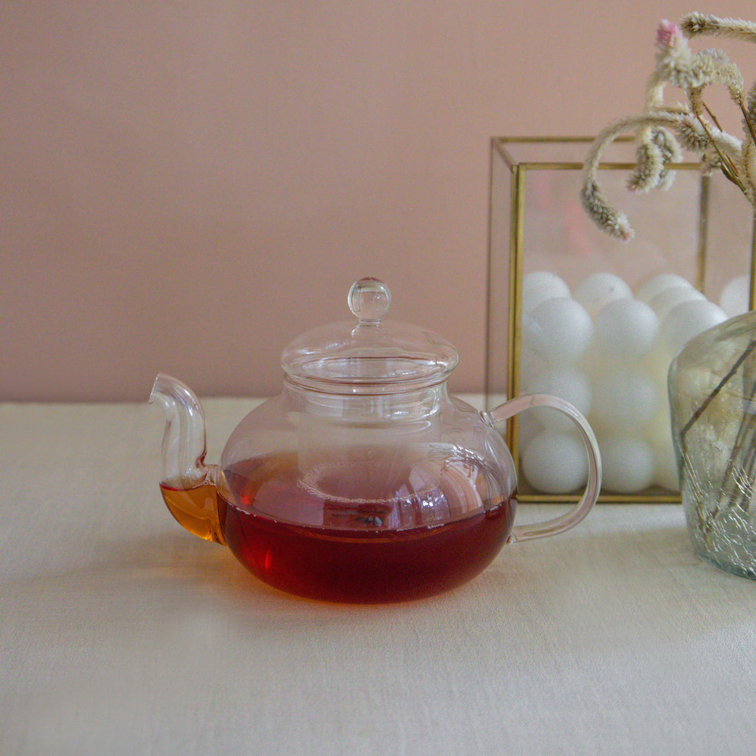 Round Borosilicate Glass Teapot With Glass Infuser