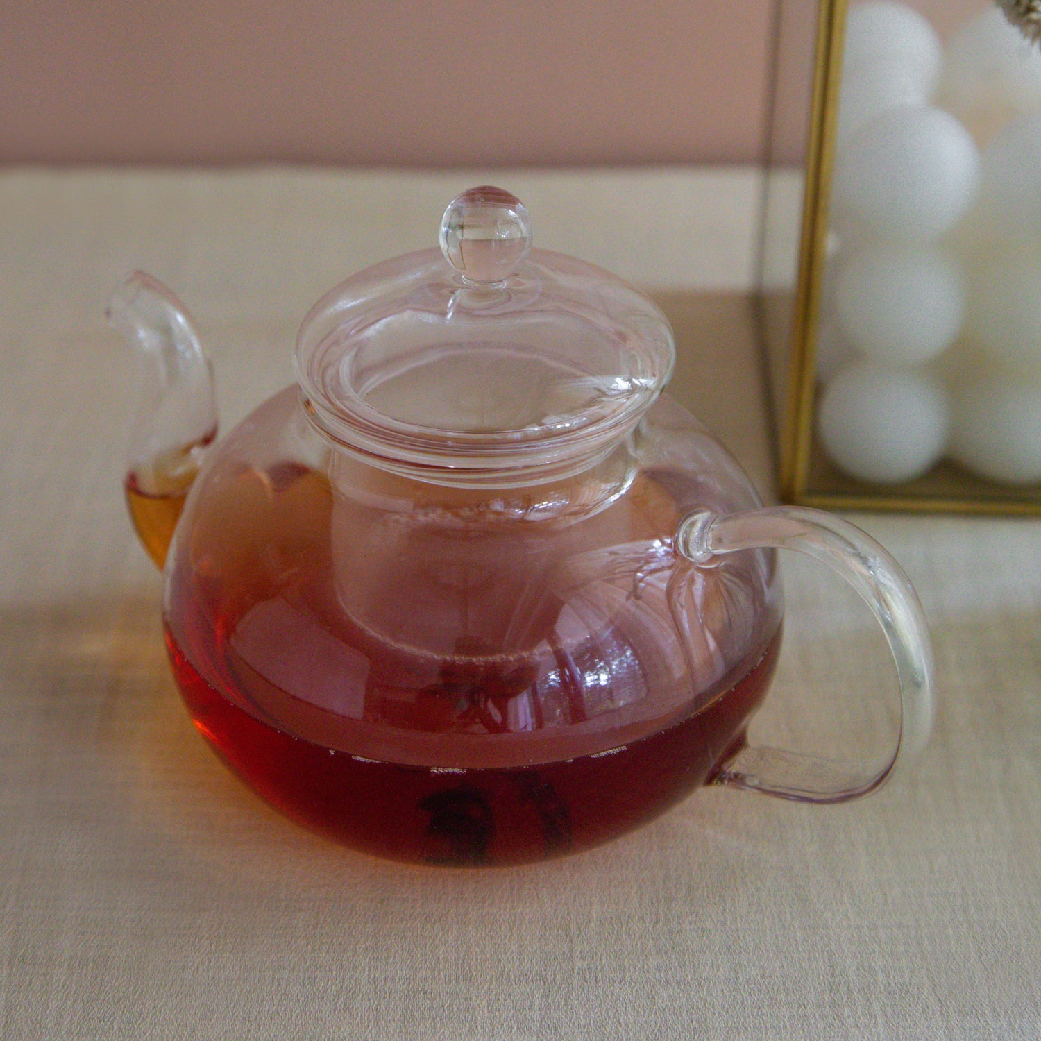 Round Borosilicate Glass Teapot With Glass Infuser