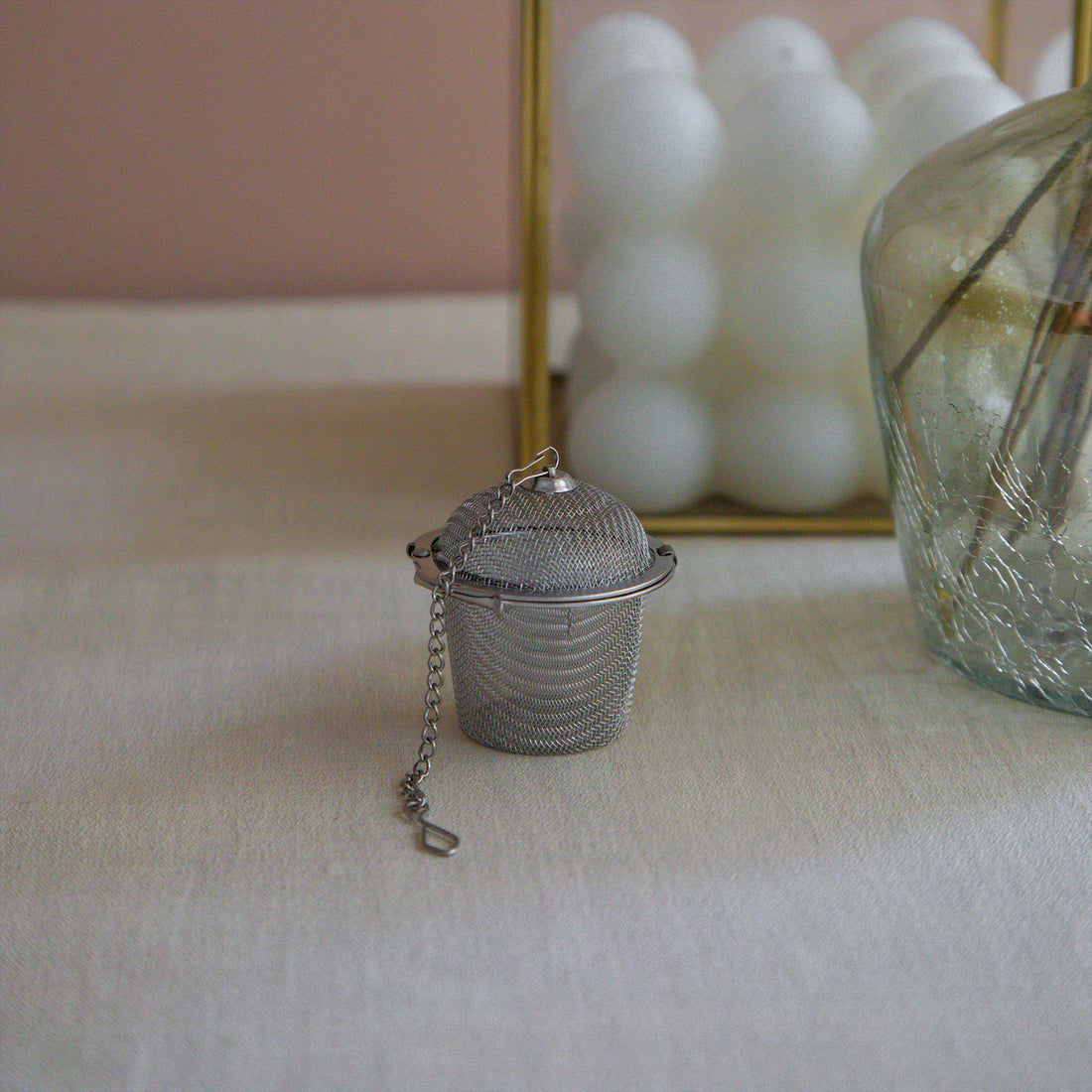 Basket Shaped Tea Infuser with Extended Chain