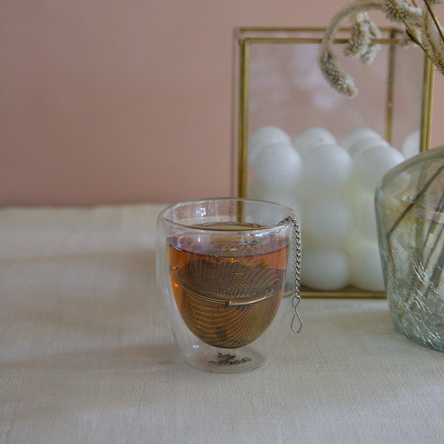 Basket Shaped Tea Infuser with Extended Chain