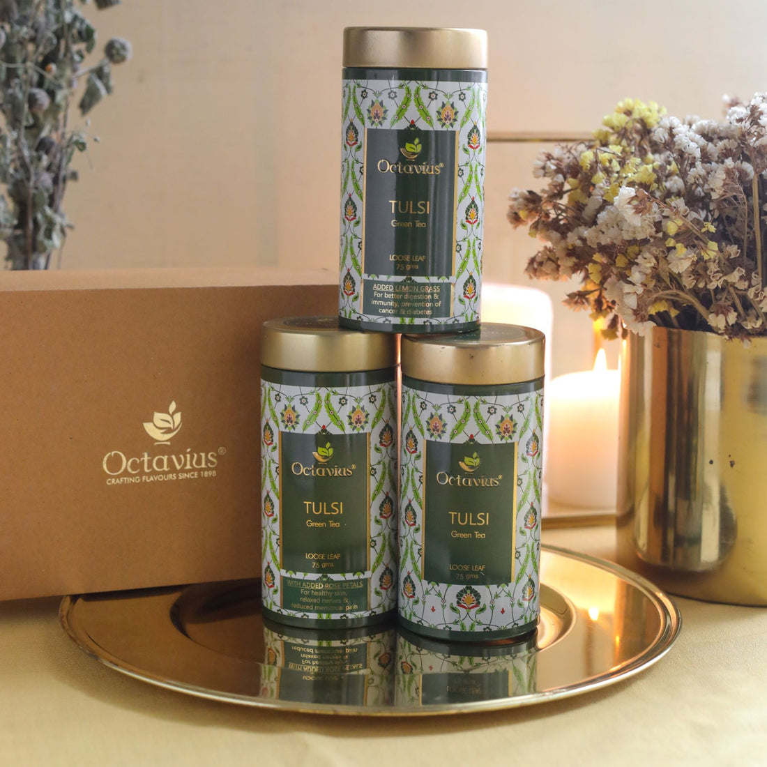 Gourmet Tea Collection-Truly Tulsi Green Teas (3 Tins)