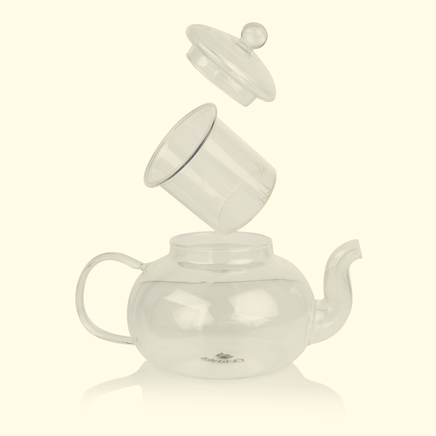 Round Borosilicate Glass Teapot With Glass Infuser