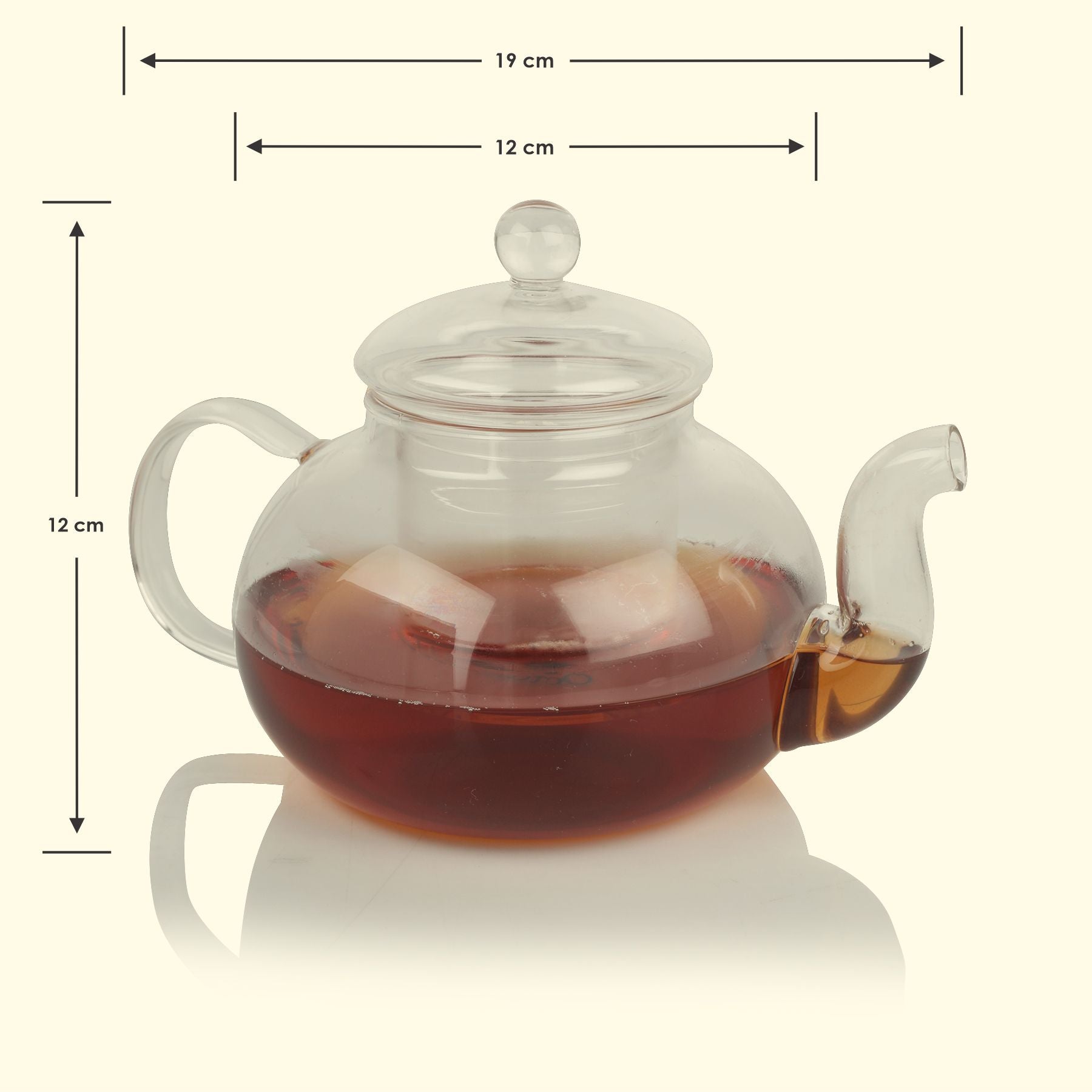 Round Borosilicate Glass Teapot With Glass Infuser