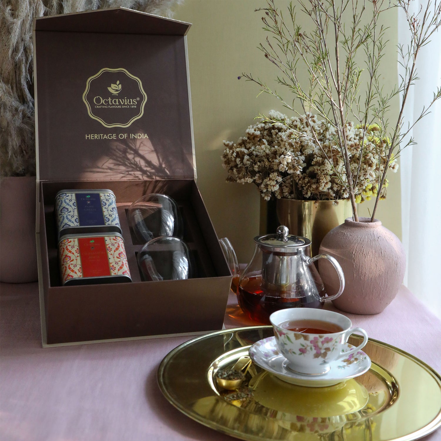 Heritage of India Tea Collection - Couples Delight  In Festive Gift Box (Premium Wellness Green Tea Range)