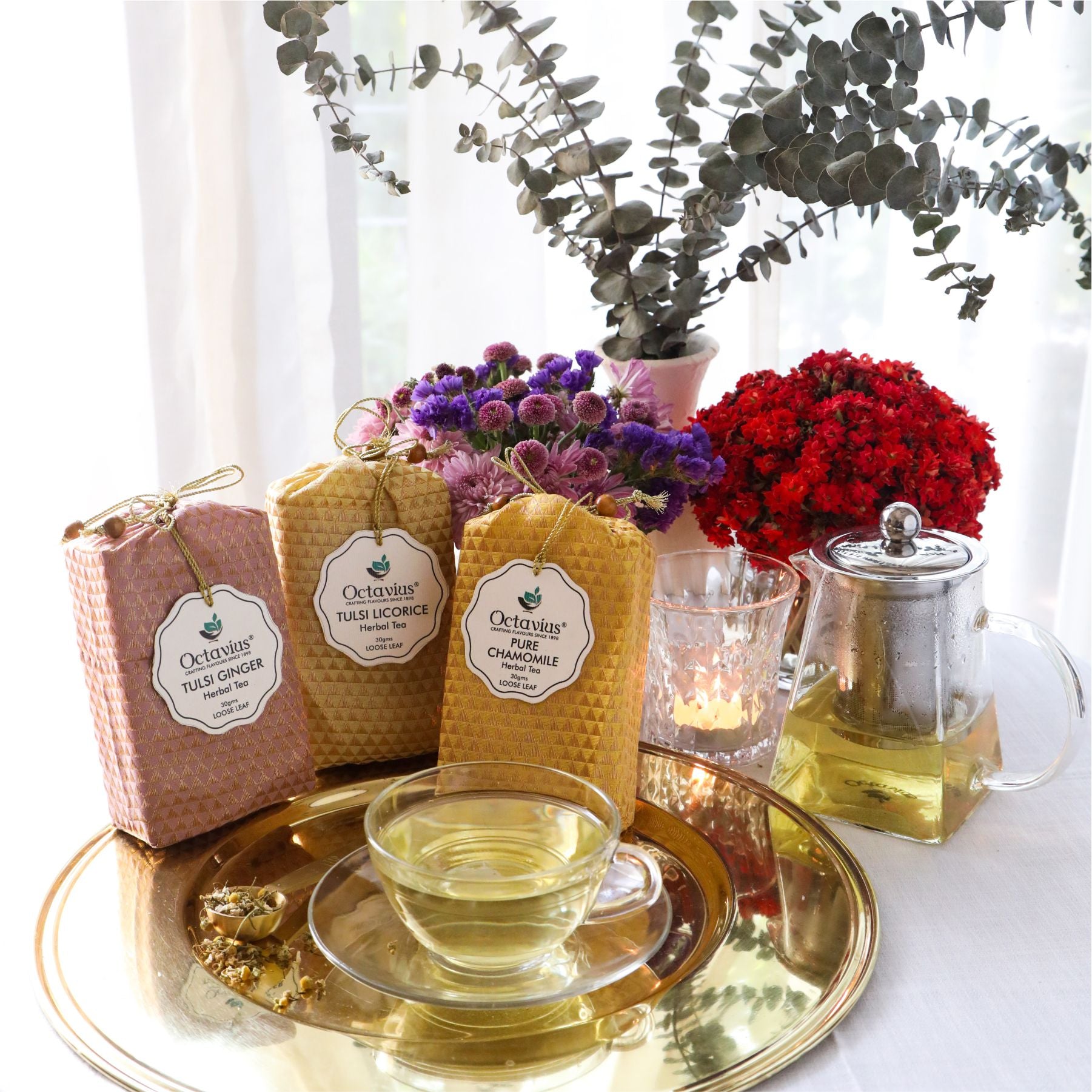 Wellness Caffeine Free Teas- Festive Range (Tulsi Ginger , Tulsi Licorice, Pure Chamomile)