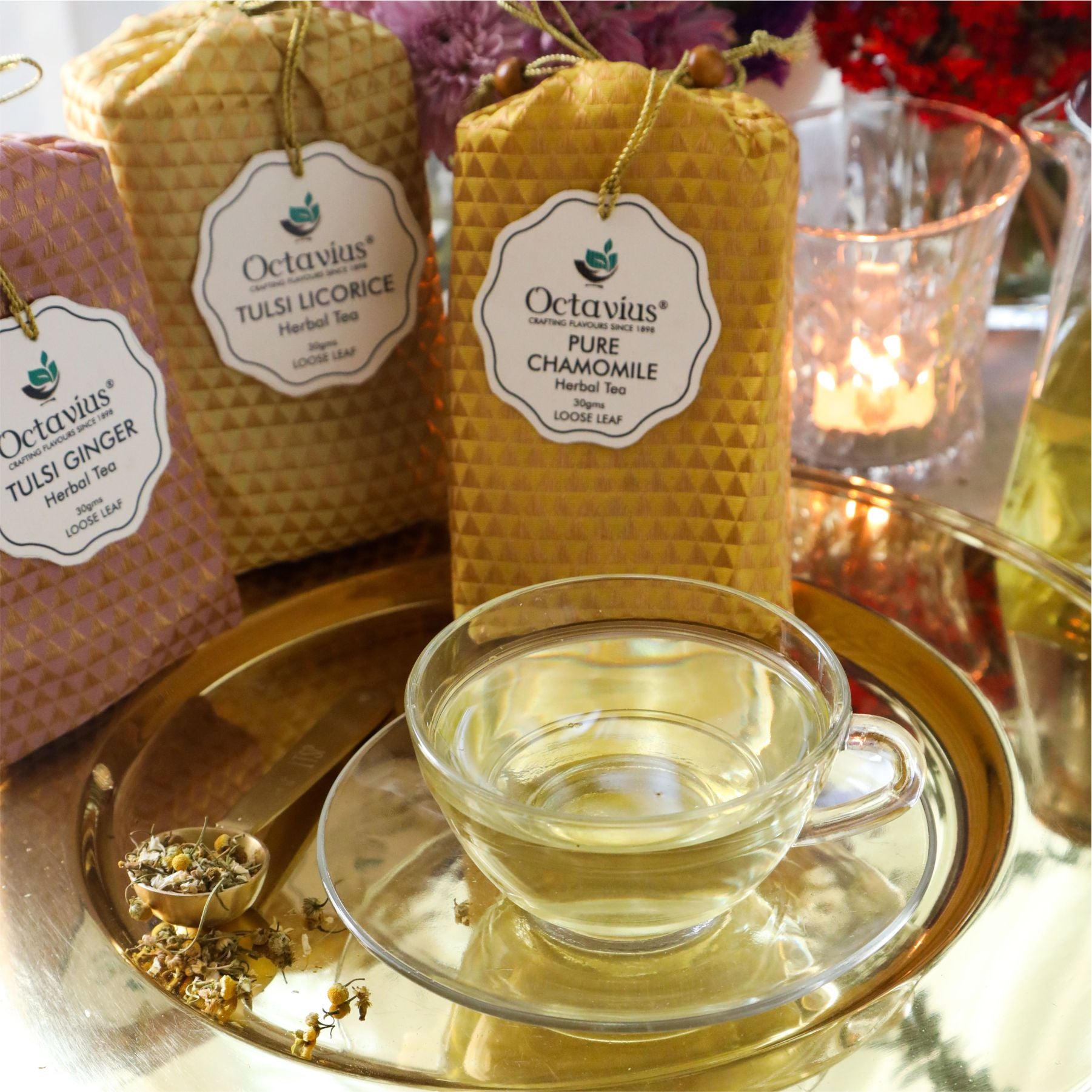 Wellness Caffeine Free Teas- Festive Range (Tulsi Ginger , Tulsi Licorice, Pure Chamomile)