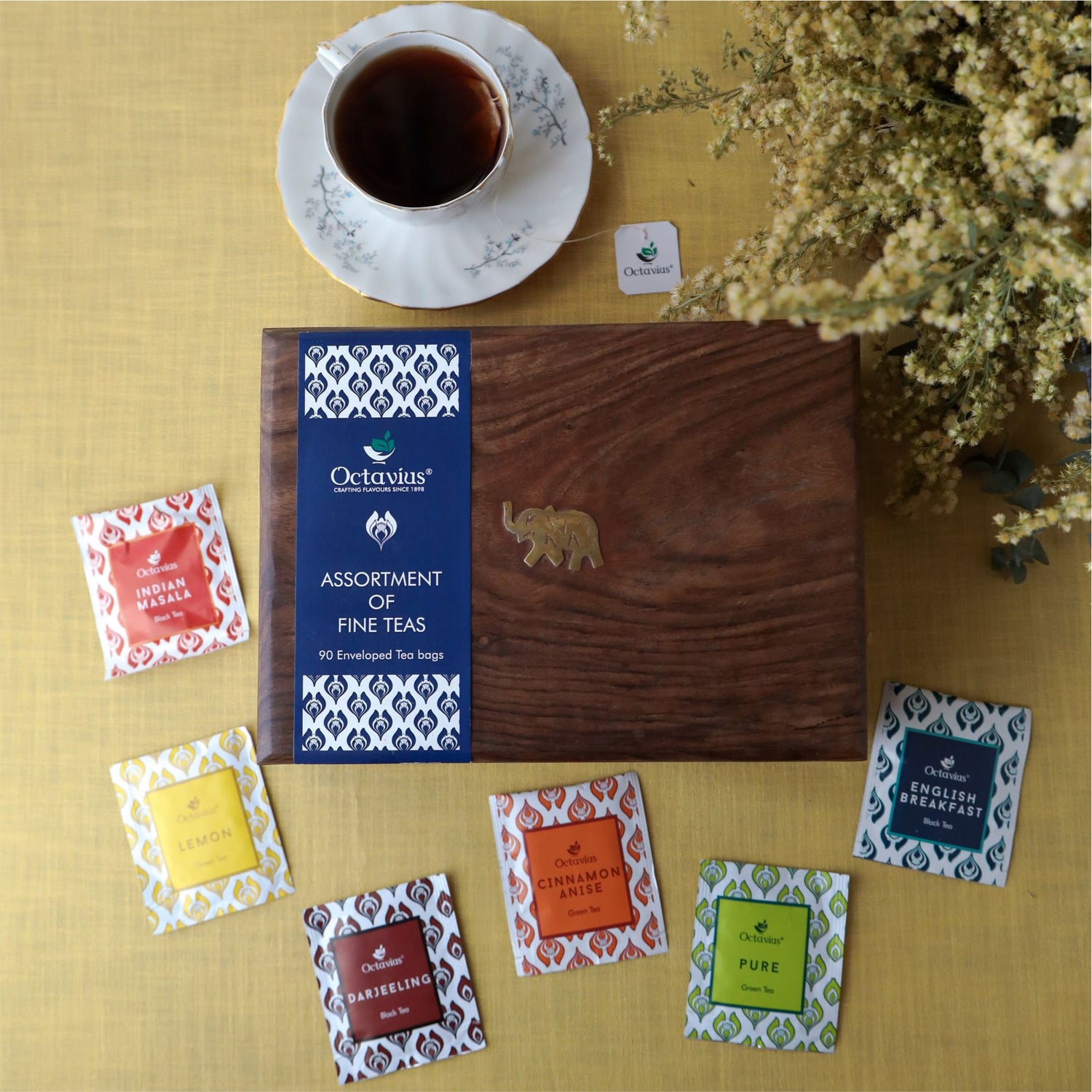 Assortment of Fine Teas- 90 Teabags in Sheesham Wood Box