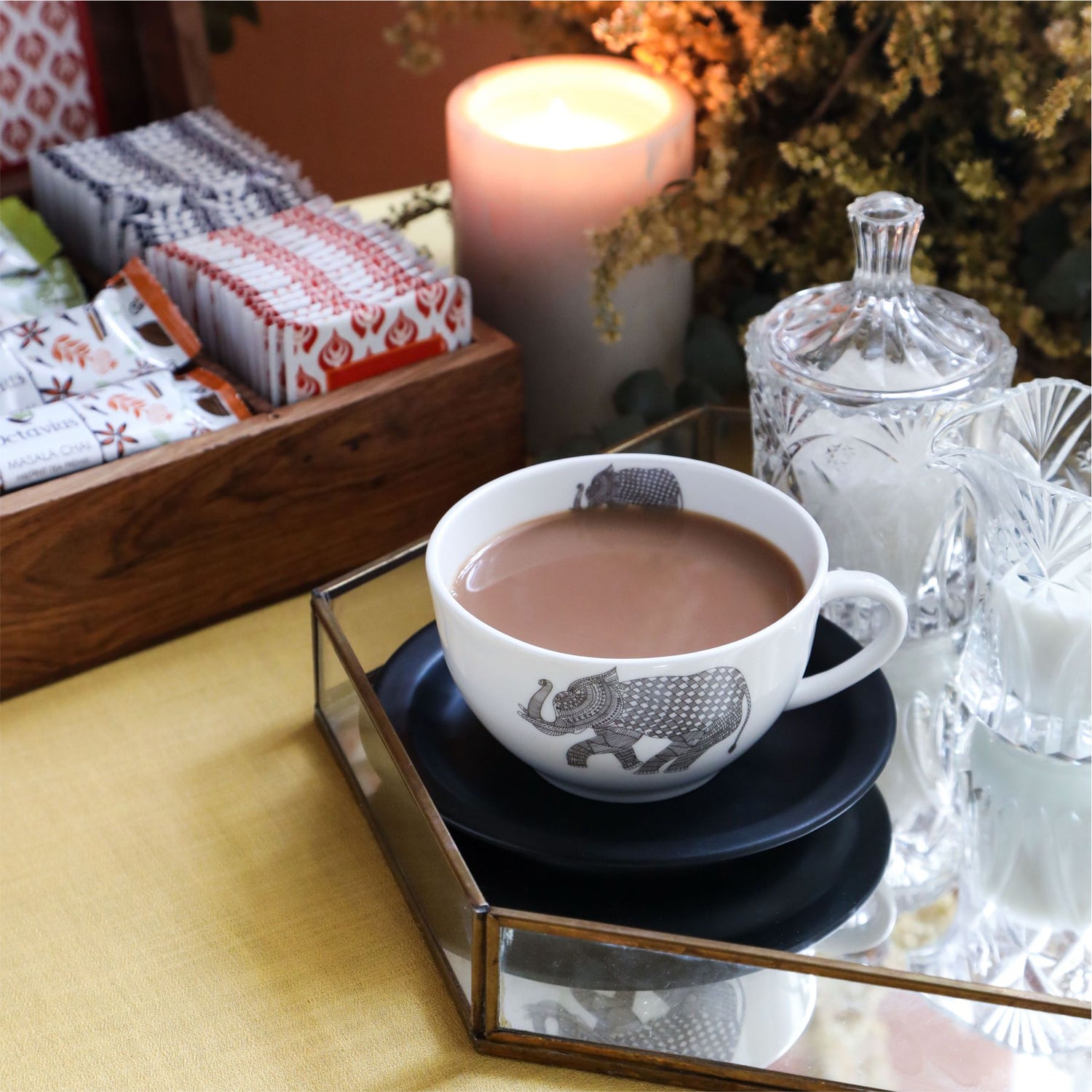 Assortment of Fine Teas - 60 Teabags &amp; 30 Tea Premix in Sheesham Wood Box